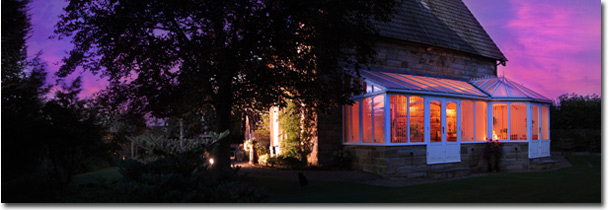 Glendale House conservatory at night